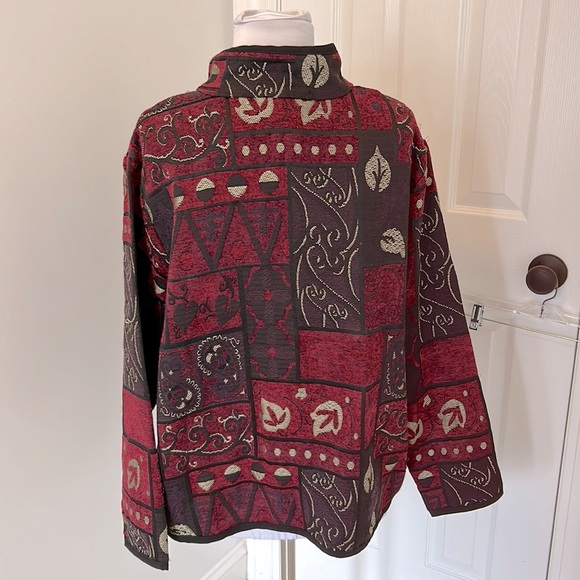 Mary McFadden Collection Burgundy Chenille Tapestry Jacket - Picture 2 of 5